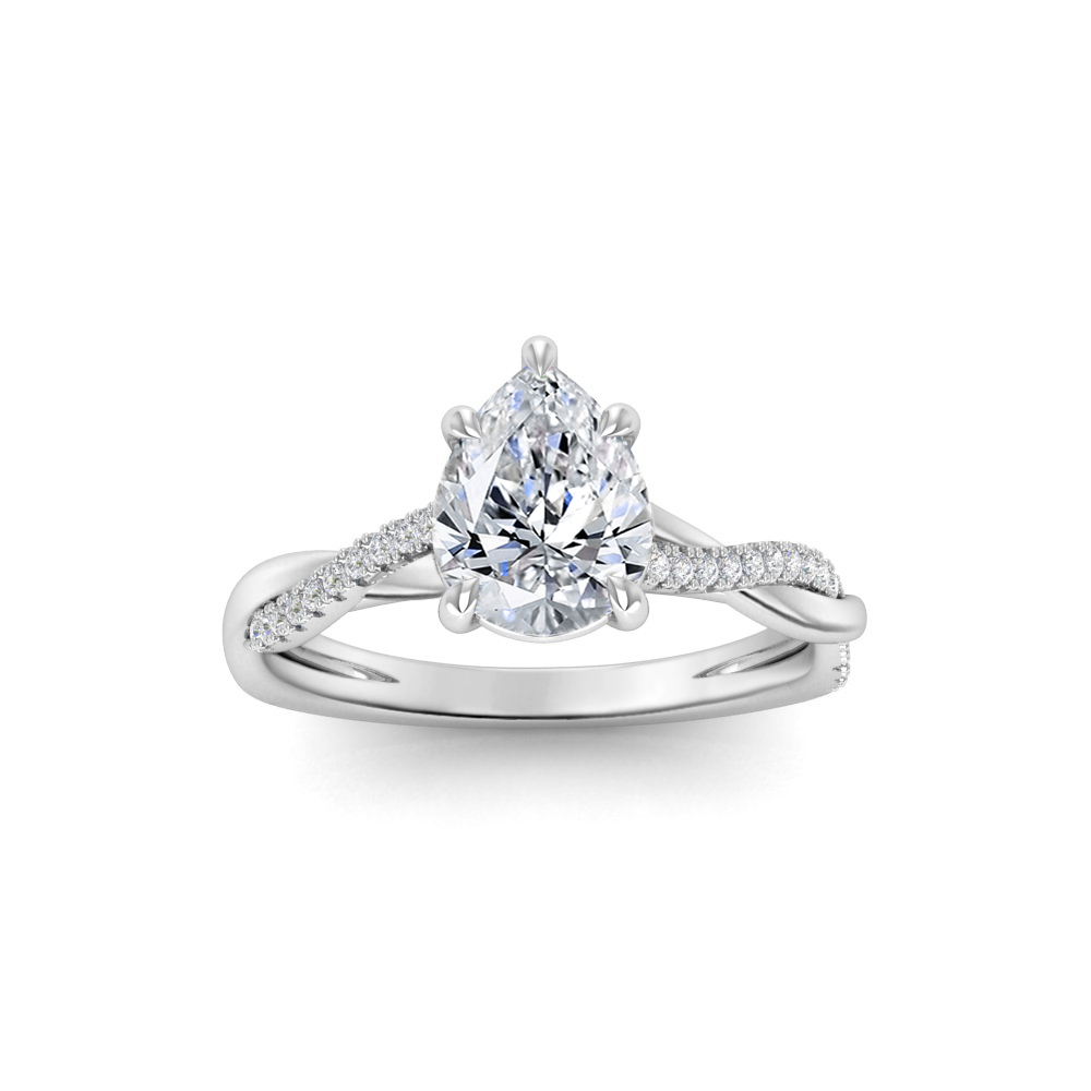 2.14 Ctw Pear Diamond Twisted Vine Engagement Ring