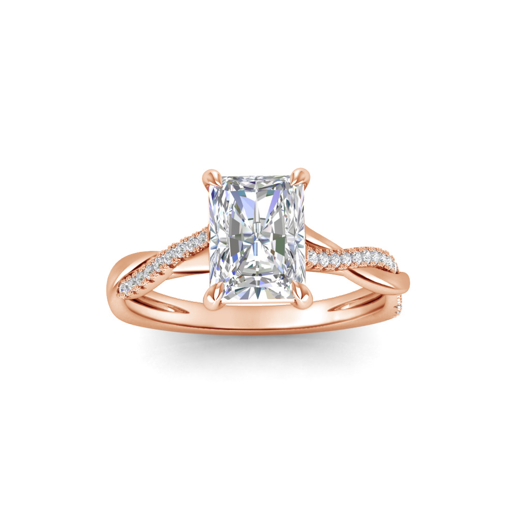2 Ct Radiant Lab Diamond & 0.14 Ctw Diamond Twisted Vine Engagement Ring