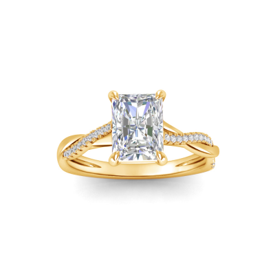 4 Ct Radiant Lab Diamond & 0.14 Ctw Diamond Twisted Vine Engagement Ring