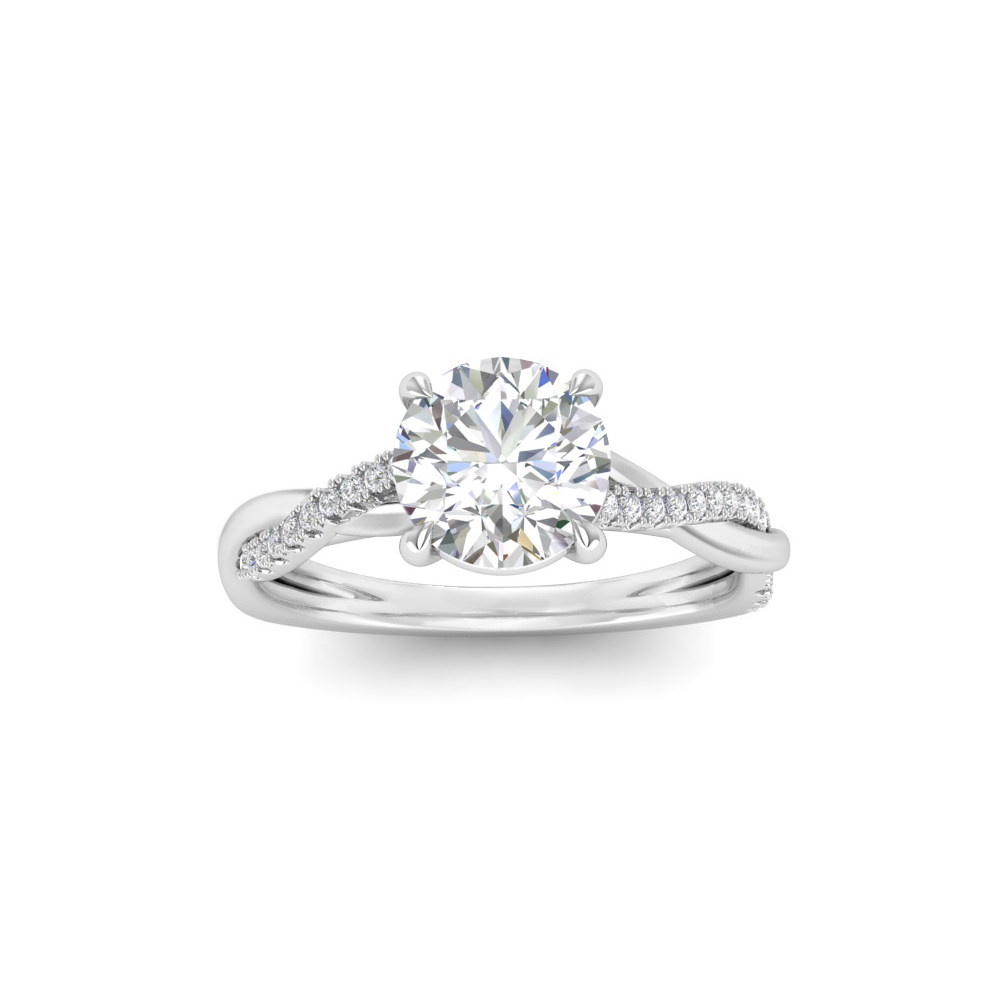 1 Ct Round Moissanite & 0.14 Ctw Diamond Twisted Vine Engagement Ring