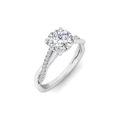 1 Ct Round CZ & 0.14 Ctw Diamond Twisted Vine Engagement Ring