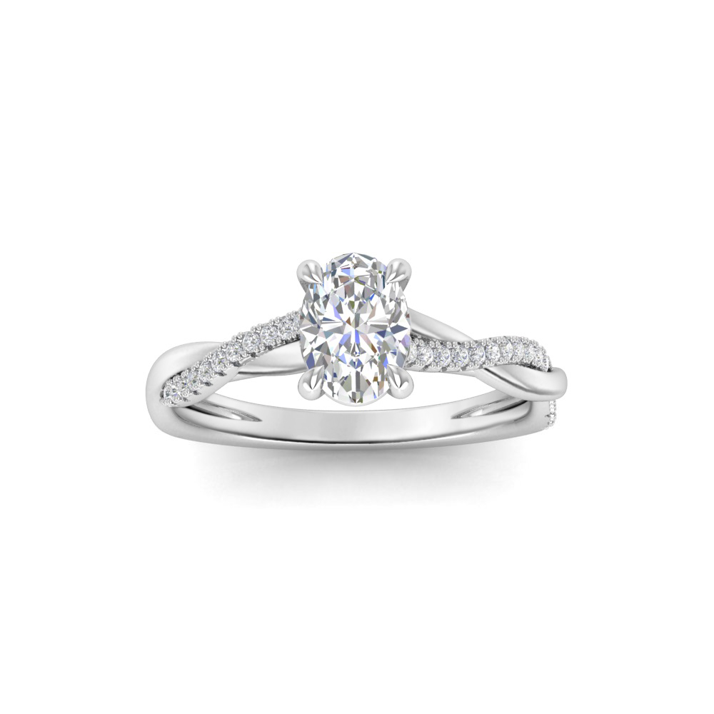 1.5 Ct Oval Lab Diamond & 0.14 Ctw Diamond Twisted Vine Engagement Ring