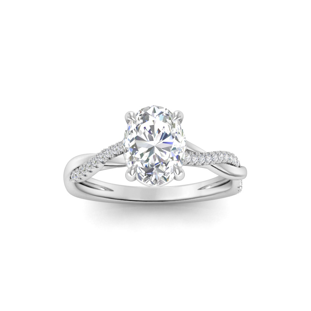 2 Ct Oval Lab Diamond & 0.14 Ctw Diamond Twisted Vine Engagement Ring