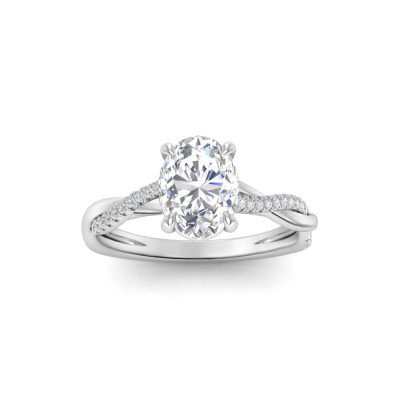 2 Ct Oval Lab Diamond & 0.14 Ctw Diamond Twisted Vine Engagement Ring