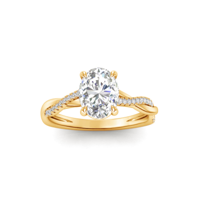 4 Ct Oval Lab Diamond & 0.14 Ctw Diamond Twisted Vine Engagement Ring