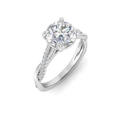 1 Ct Round Moissanite & 0.14 Ctw Diamond Twisted Vine Engagement Ring