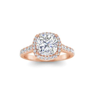 2 Ct Cushion Lab Diamond & .41 Ctw Diamond Pavé Halo Engagement Ring