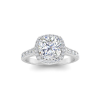 2 Ct Cushion Moissanite & .42 Ctw Diamond Pavé Halo Engagement Ring