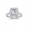2 Ct Emerald Lab Diamond & .41 Ctw Diamond Pavé Halo Engagement Ring