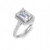 2 Ct Emerald Lab Diamond & .41 Ctw Diamond Pavé Halo Engagement Ring