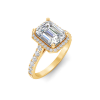 2 Ct Emerald Lab Diamond & .41 Ctw Diamond Pavé Halo Engagement Ring