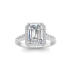 2 Ct Emerald Moissanite & .44 Ctw Diamond Pavé Halo Engagement Ring