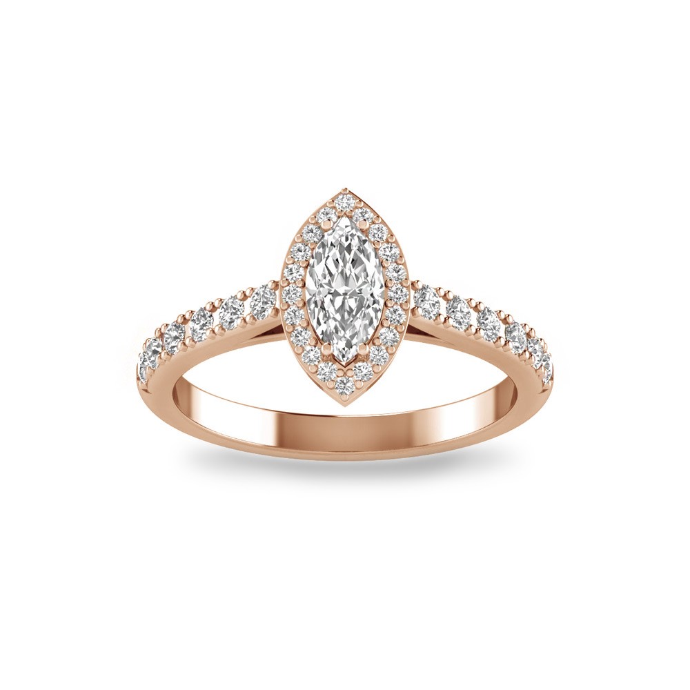 .90 Ctw Marquise Diamond Pavé Halo Engagement Ring