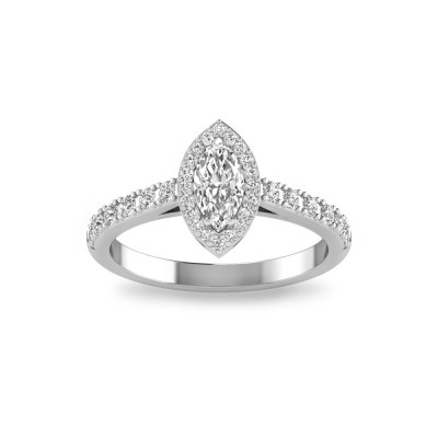 .90 Ctw Marquise Diamond Pavé Halo Engagement Ring