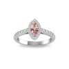 .50 Ct Marquise Morganite & .40 ctw Diamond Pavé Halo Engagement Ring