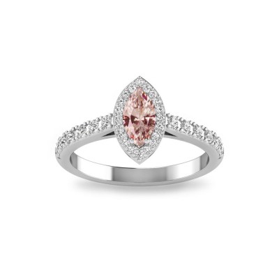 .50 Ct Marquise Morganite & .40 ctw Diamond Pavé Halo Engagement Ring