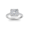 1.5 Ct Princess Moissanite & .41 Ctw Diamond Pavé Halo Engagement Ring