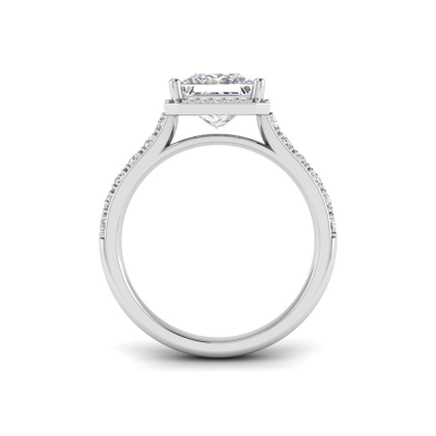 1.41 Ctw Princess CZ Pavé Halo Engagement Ring