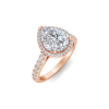 3.15 Ctw Pear CZ Pavé Halo Engagement Ring