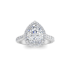 3.15 Ctw Pear CZ Pavé Halo Engagement Ring