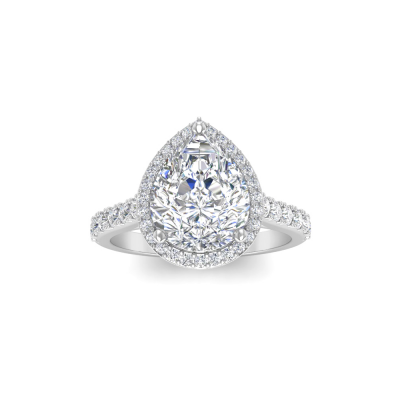 2.5 Ct Pear Moissanite & .45 Ctw Diamond Pavé Halo Engagement Ring