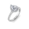 3 Ct Pear Lab Diamond & .41 Ctw Diamond Pavé Halo Engagement Ring