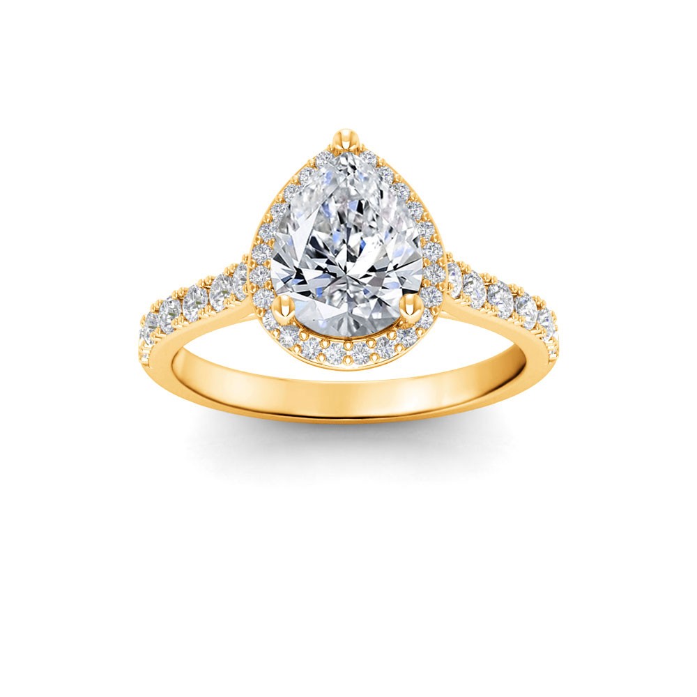 2.5 Ct Pear Moissanite & .41 Ctw Diamond Pavé Halo Engagement Ring