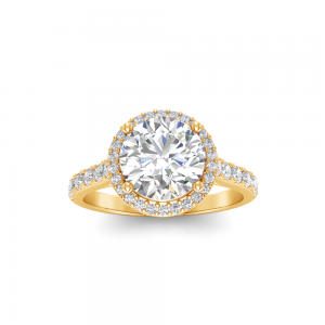 2 Ct Round Lab Diamond & .41 Ctw Diamond Pavé Halo Engagement Ring