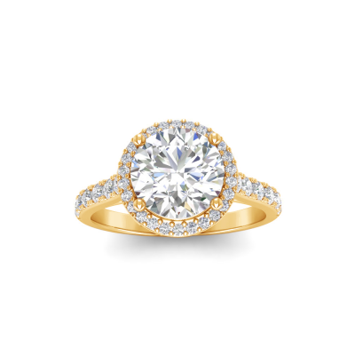 2 Ct Round Lab Diamond & .41 Ctw Diamond Pavé Halo Engagement Ring