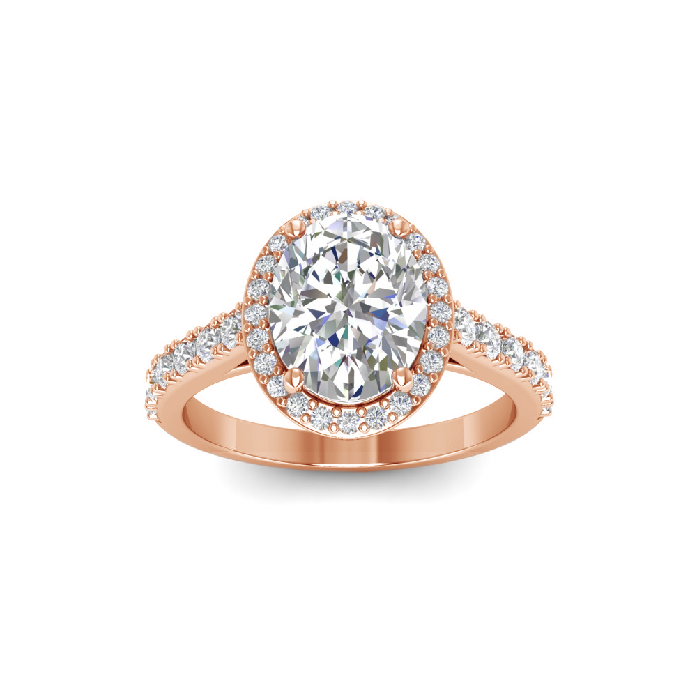 2.45 Ctw Oval CZ Pavé Halo Engagement Ring