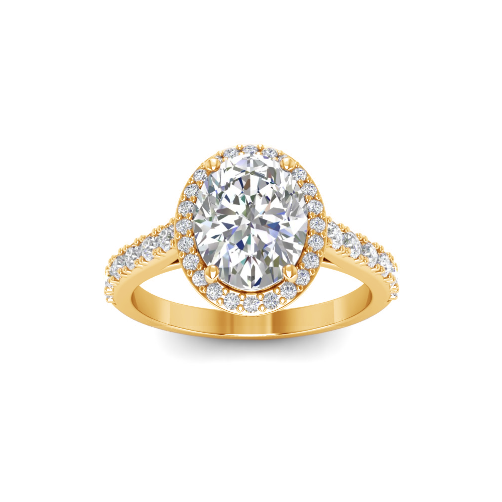 2.45 Ctw Oval CZ Pavé Halo Engagement Ring