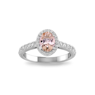 1 Ct Oval Morganite & .40 ctw Diamond Pavé Halo Engagement Ring