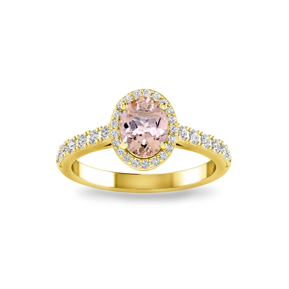 1 Ct Oval Morganite & .40 ctw Diamond Pavé Halo Engagement Ring
