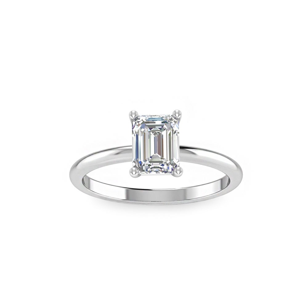 1.5 Ct Emerald Diamond Solitaire Engagement Ring