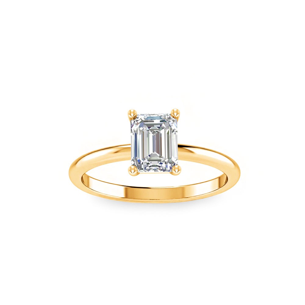 .75 Ct Emerald Diamond Solitaire Engagement Ring