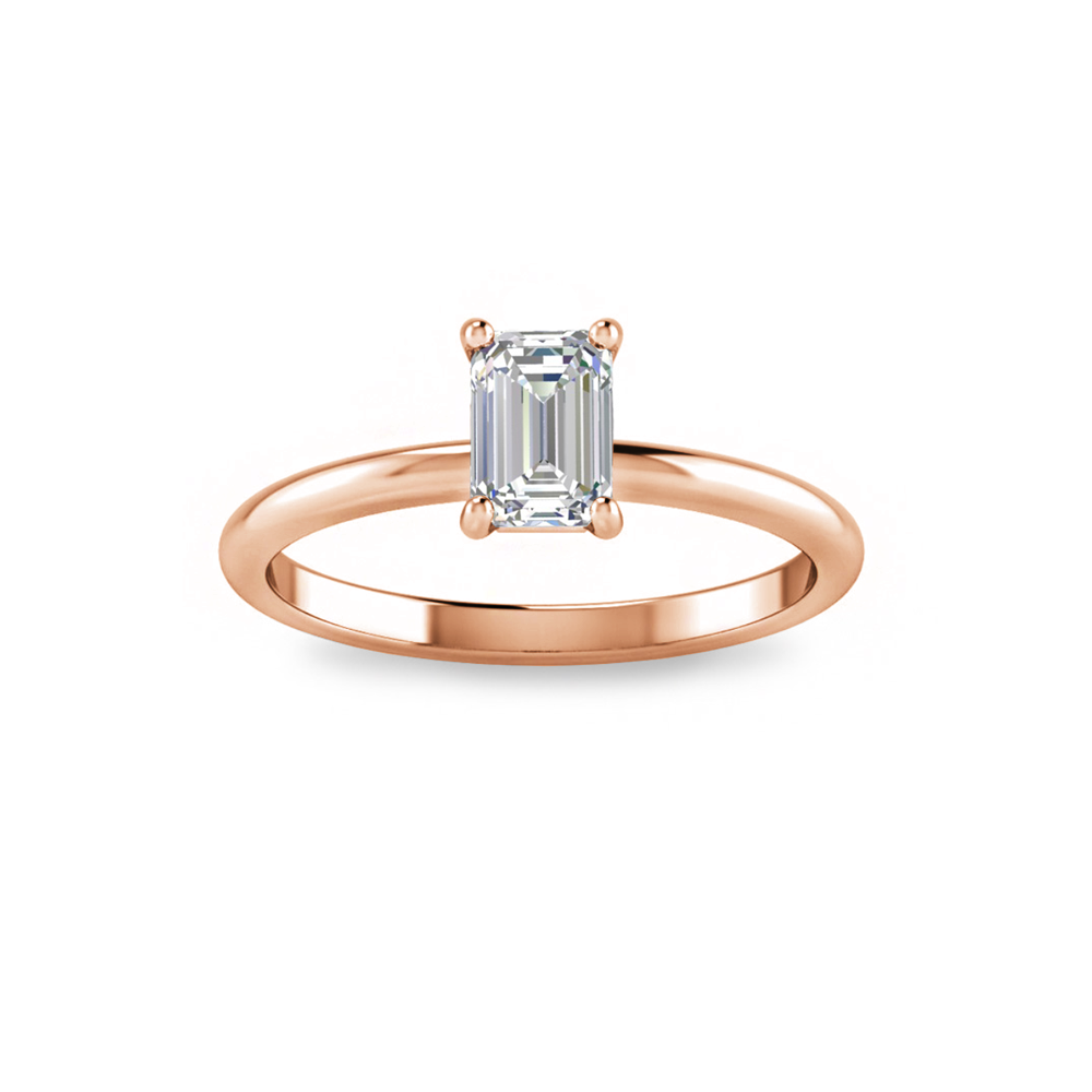 .75 Ct Emerald Diamond Solitaire Engagement Ring