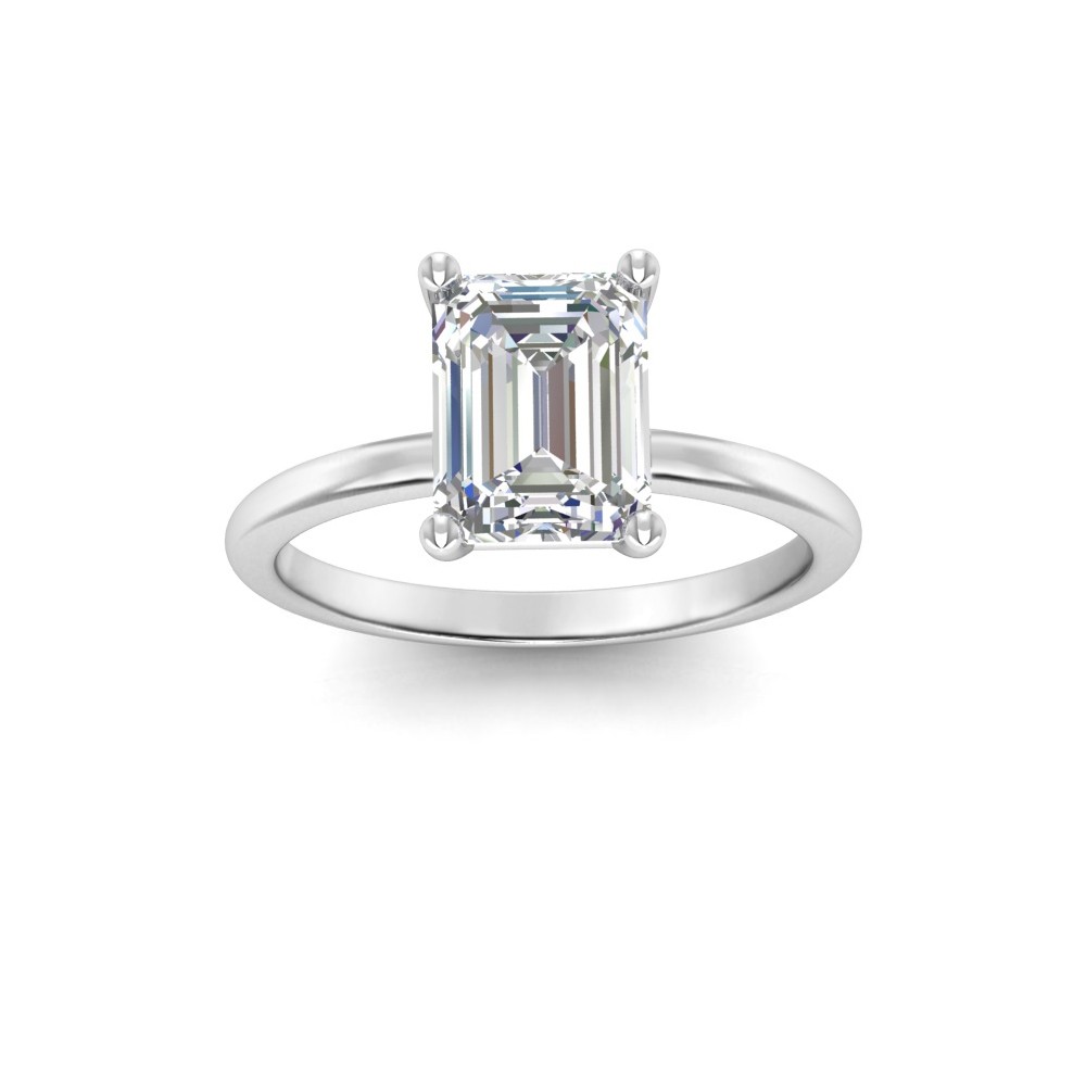 4 Ct Emerald Lab Diamond Solitaire Engagement Ring