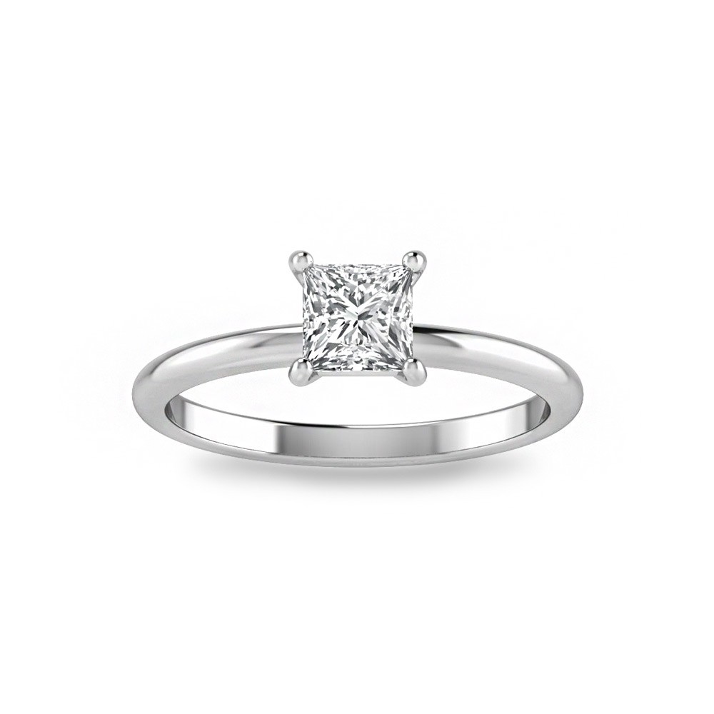 .75 Ct Princess Moissanite Solitaire Engagement Ring