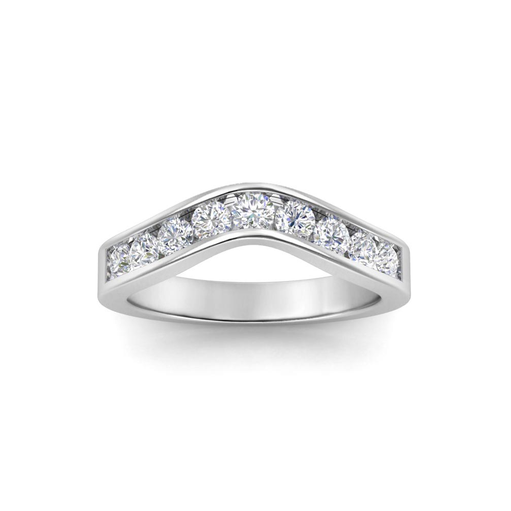 1 Ctw Round Moissanite Luxe Channel Set Curved Band