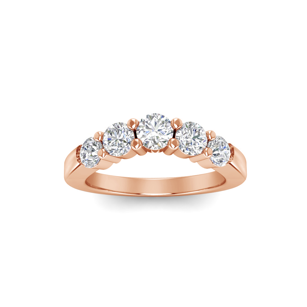 1 Ctw Round CZ Luxe Prong Set Curved Band