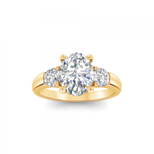 2.5 Ct Oval Colorless Lab Diamond Three Stone Engagement Ring