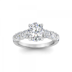 3.5 Ctw Oval Moissanite Six Side Stone Engagement Ring