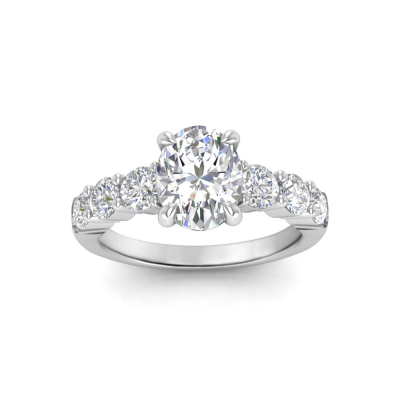 3.5 Ctw Oval Moissanite Classic Seven Stone Engagement Ring
