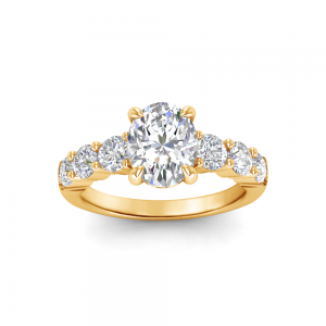 2.5 Ct Oval Lab Diamond Classic Seven Stone Engagement Ring