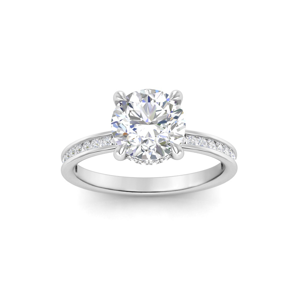 Surprise Channel Set Hidden Halo Engagement Ring Setting