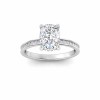 2 Ct Elongated Cushion Lab Diamond & .33 Ctw Diamond Surprise Channel Set Hidden Halo Engagement Ring