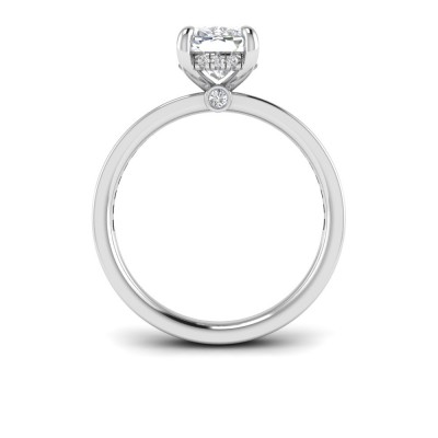 2 Ct Elongated Cushion Lab Diamond & .33 Ctw Diamond Surprise Channel Set Hidden Halo Engagement Ring