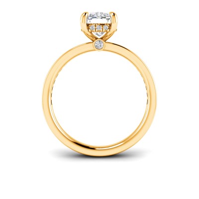 2 Ct Elongated Cushion Lab Diamond & .33 Ctw Diamond Surprise Channel Set Hidden Halo Engagement Ring
