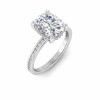 3 Ct Elongated Cushion Colorless Lab Diamond & .33 Ctw Surprise Channel Set Hidden Halo Engagement Ring