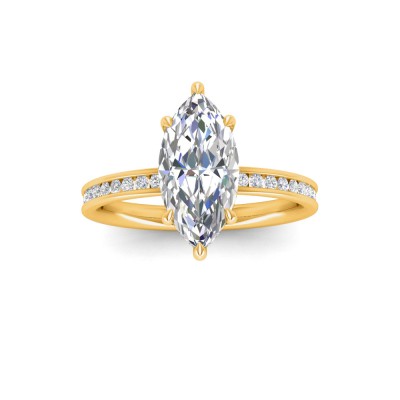 2 Ct Marquise Lab Diamond & .33 Ctw Diamond Surprise Channel Set Hidden Halo Engagement Ring